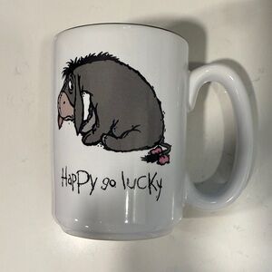 Disney  Eeyore “Happy go Lucky “ White Ceramic Mug